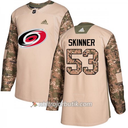 Män Ishockey Carolina Hurricanes Tröja Jeff Skinner 53 Adidas 2017-2018 Camo Veterans Day Practice Authentic